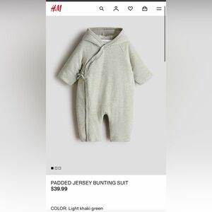 H&M Soft Green Kids Jersey Footie